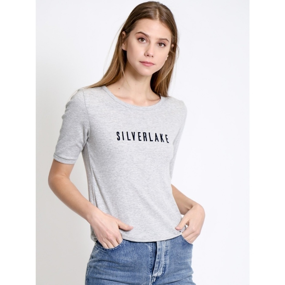 mo:vint Silverlake Heather Gray Ribbed Top